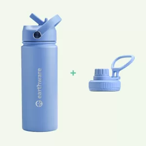 Earth Bottle Premium Insulated Water Bottle with 2 x Caps - Blue (550ml)
