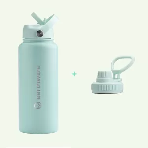 Earth Bottle Premium Insulated Water Bottle with 2 x Caps - Mint (1L)