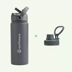 Earth Bottle Premium Insulated Water Bottle with 2 x Caps - Gray (550ml)